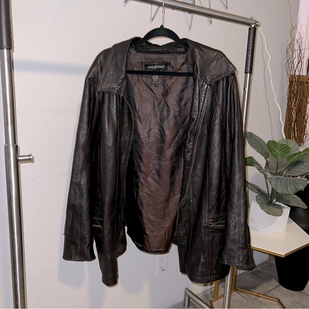 100% leather brown jacket